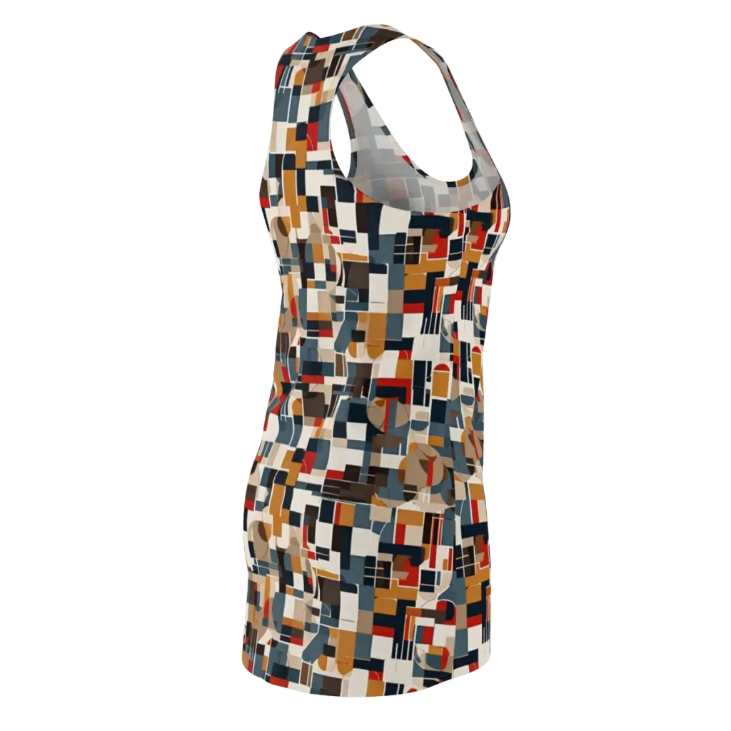 Ochre Grid on Racerback Dress — Back Side