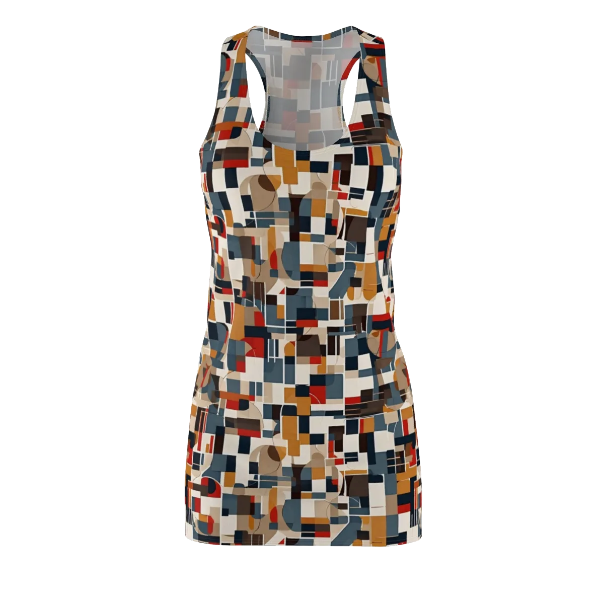 Ochre Grid on Racerback Dress — Front