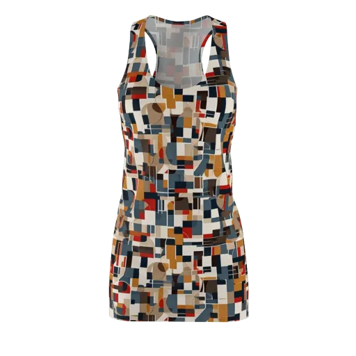 Ochre Grid on a Racerback Dress
