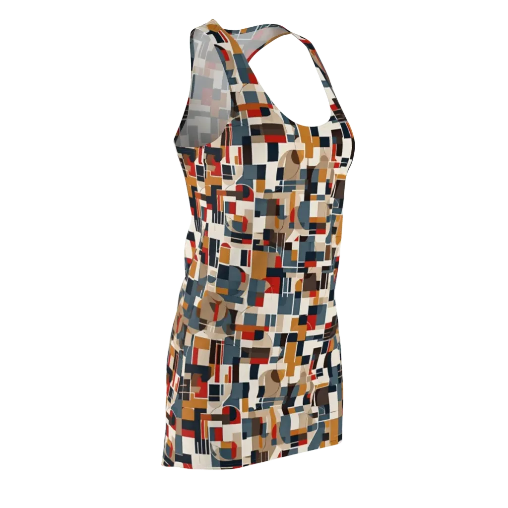 Ochre Grid on Racerback Dress — Front Side