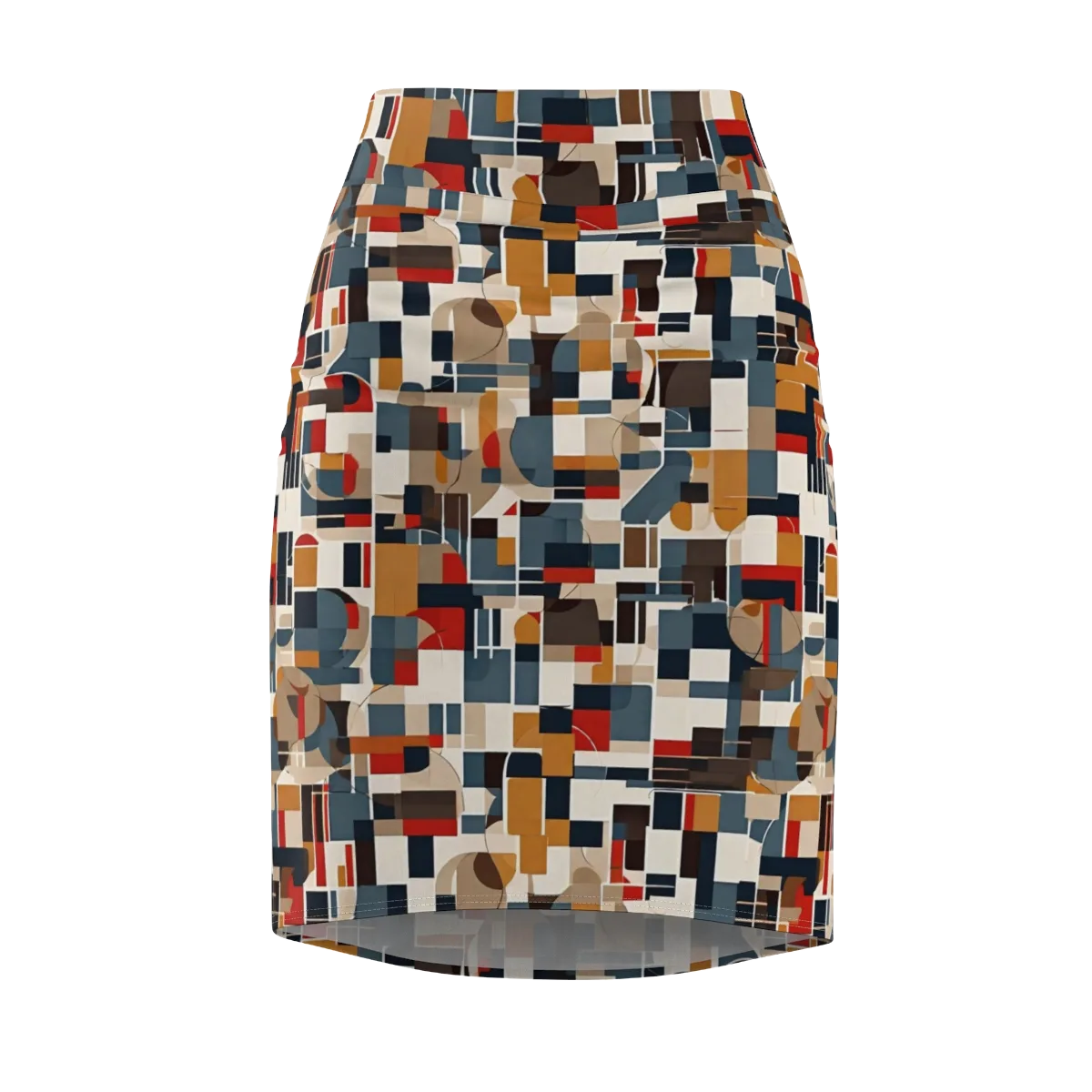 Ochre Grid on Pencil Skirt — Front