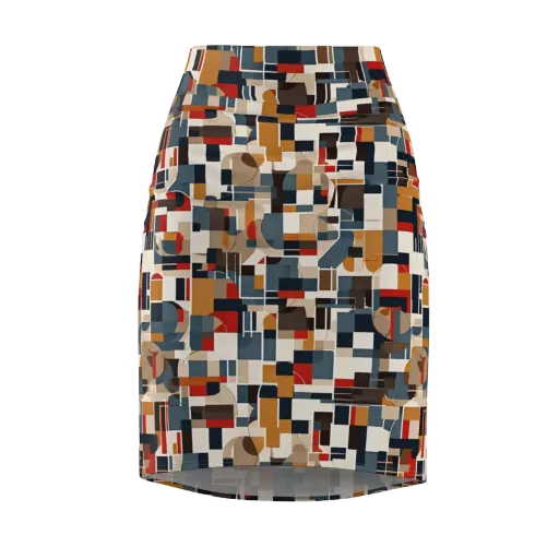Ochre Grid on a Pencil Skirt