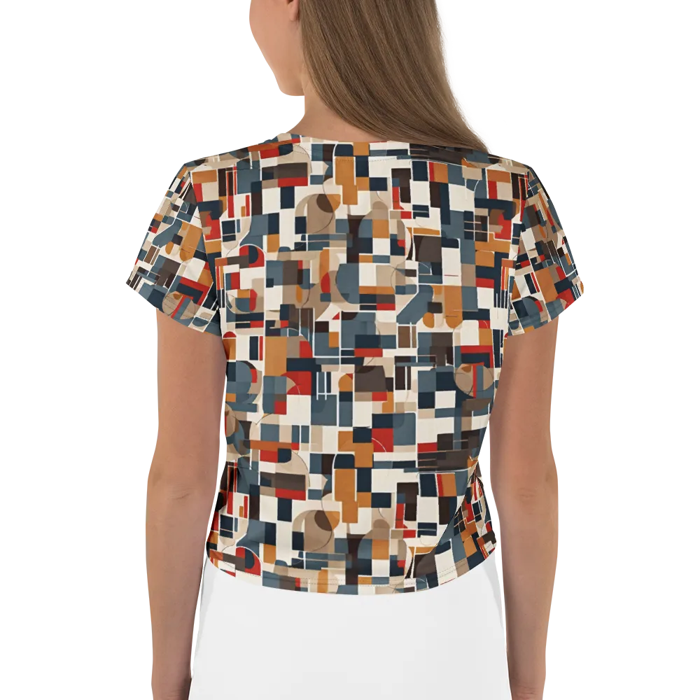 Ochre Grid on Crop Tee — Back