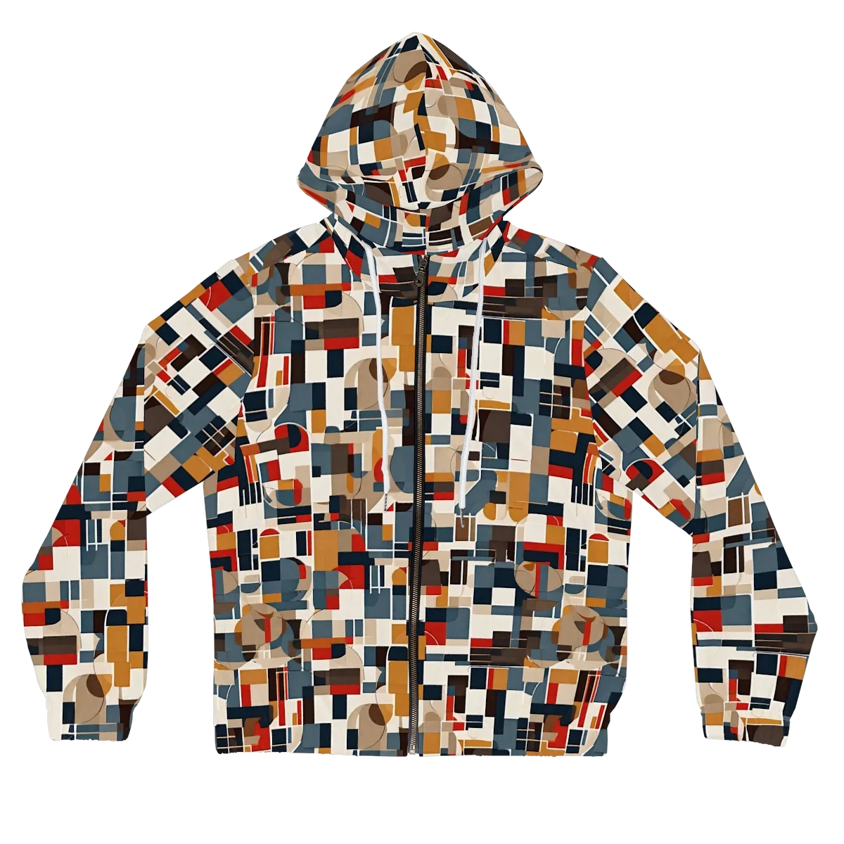 Ochre Grid on Women's Full-Zip Hoodie — Front