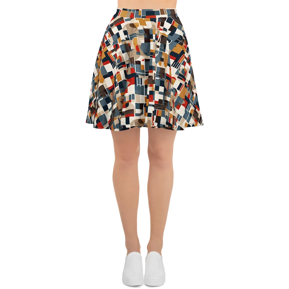 Ochre Grid on Skater Skirt — Front