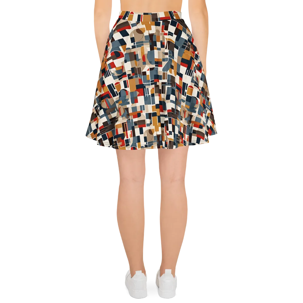 Ochre Grid on Skater Skirt — Back