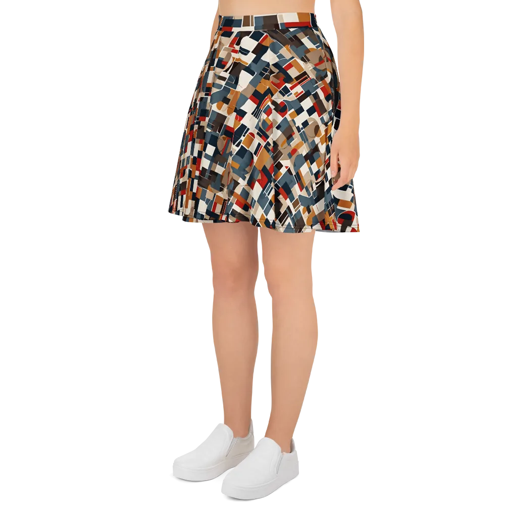 Ochre Grid on Skater Skirt — Left