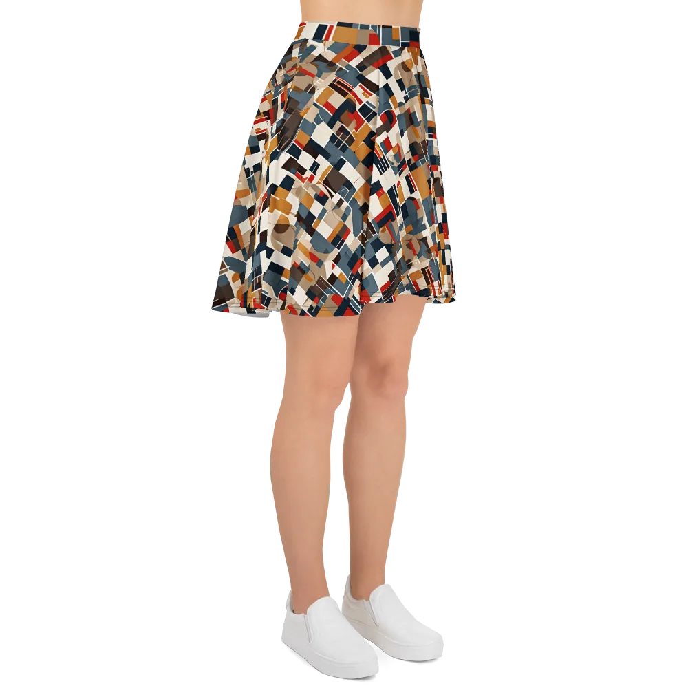 Ochre Grid on Skater Skirt — Right