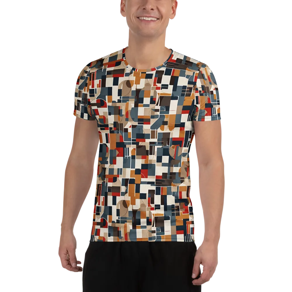 Ochre Grid on Men's Athletic T-Shirt — Front