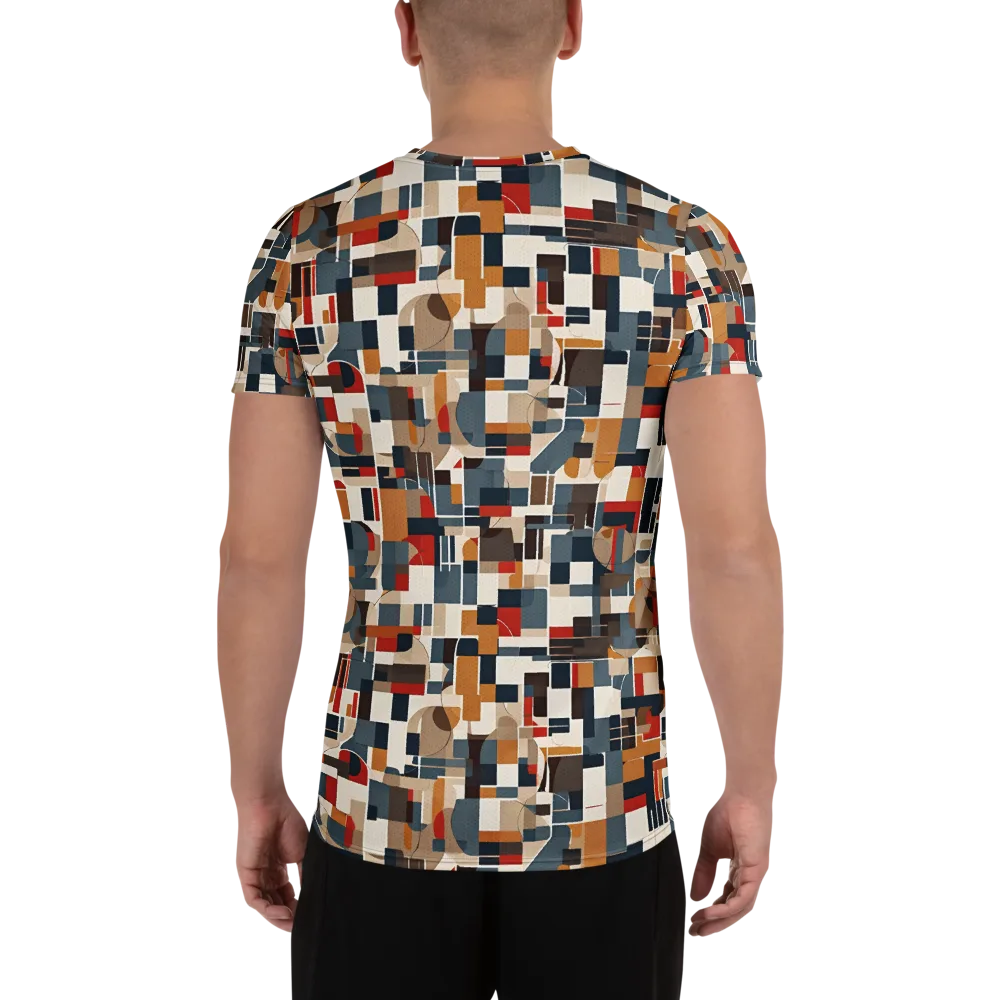 Ochre Grid on Men's Athletic T-Shirt — Back