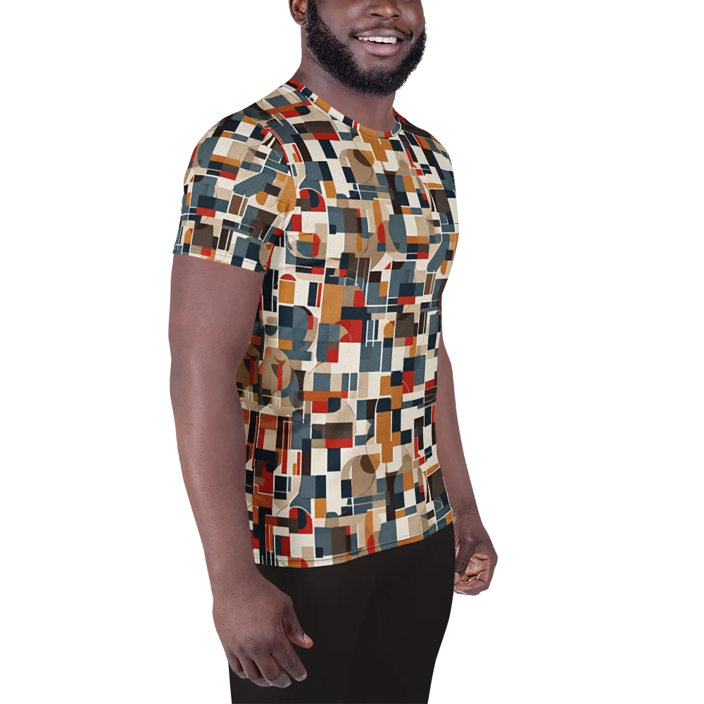 Ochre Grid on Men's Athletic T-Shirt — Right