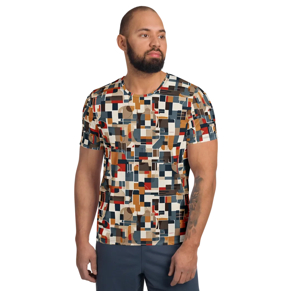 Ochre Grid on Men's Athletic T-Shirt — Front