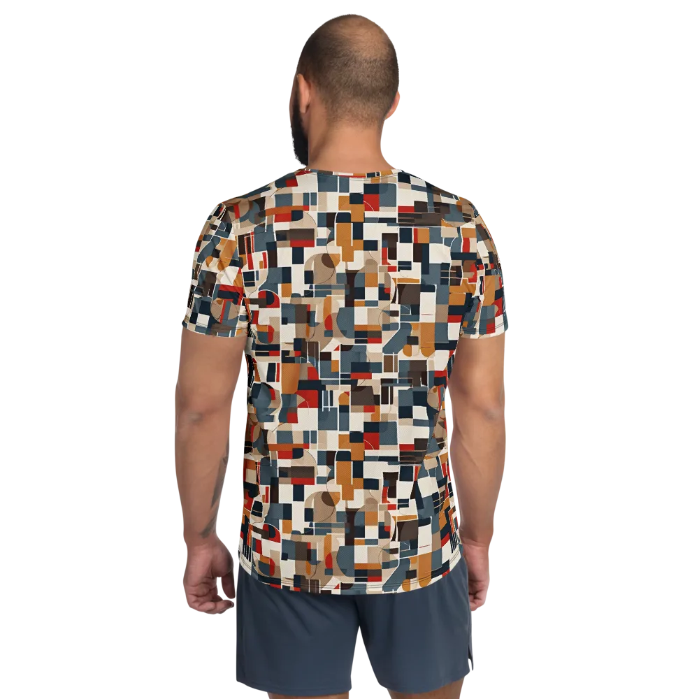 Ochre Grid on Men's Athletic T-Shirt — Back
