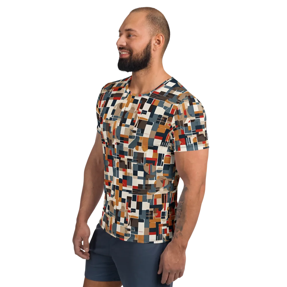 Ochre Grid on Men's Athletic T-Shirt — Left