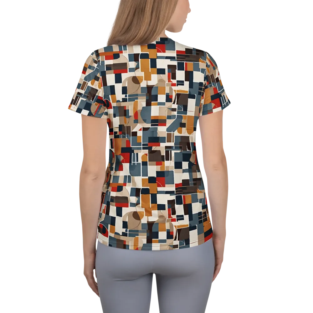 Ochre Grid on Women's Athletic T-Shirt — Back