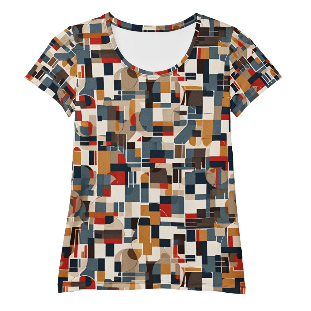 Ochre Grid on Women's Athletic T-Shirt — Front