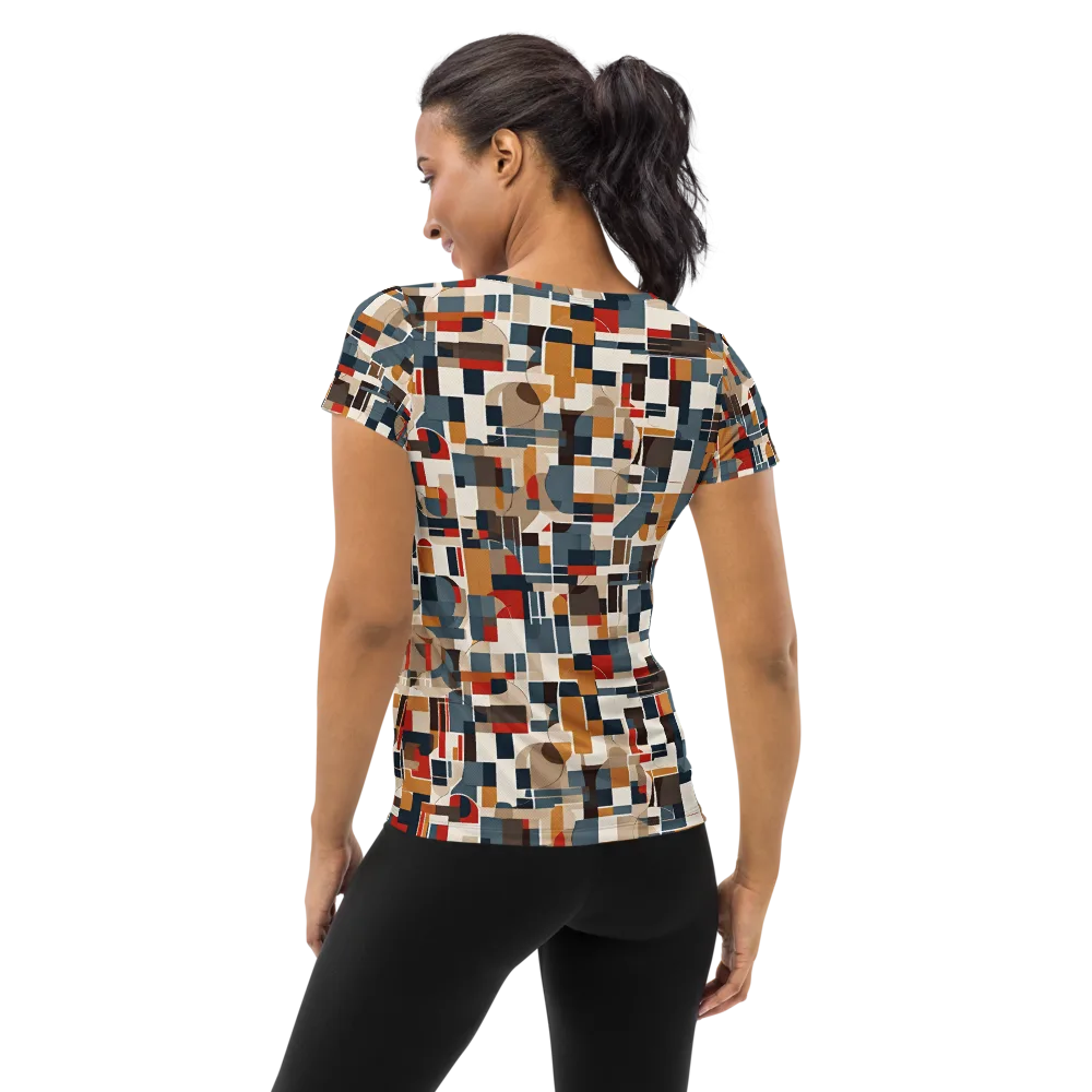 Ochre Grid on Women's Athletic T-Shirt — Back