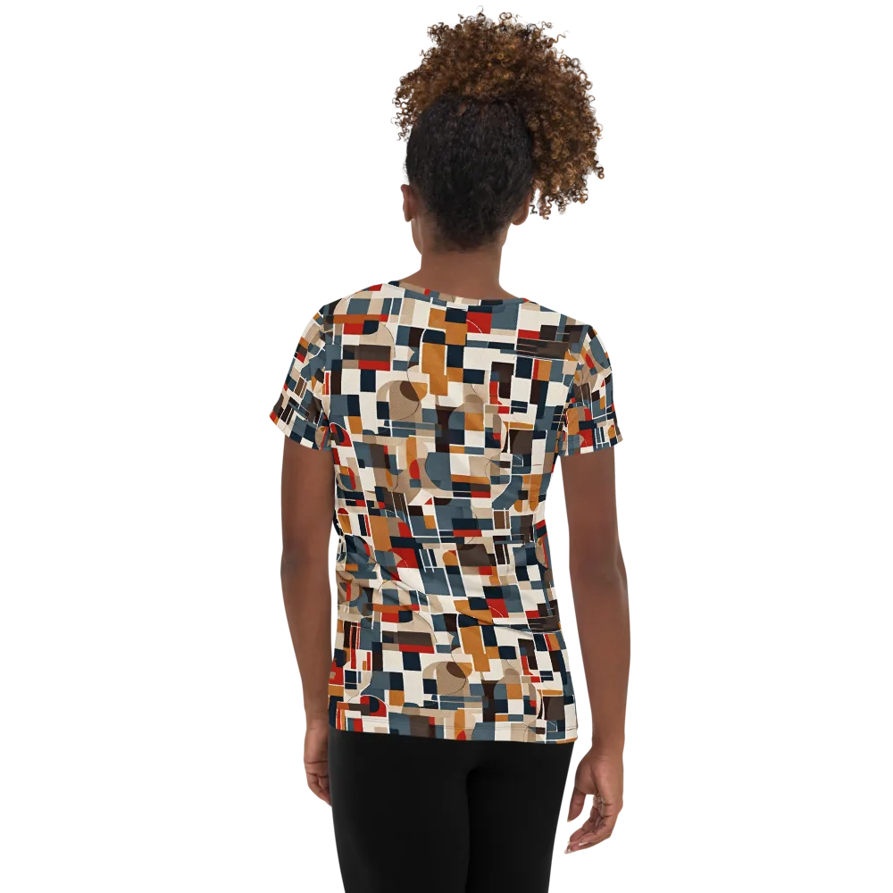 Ochre Grid on Women's Athletic T-Shirt — Back
