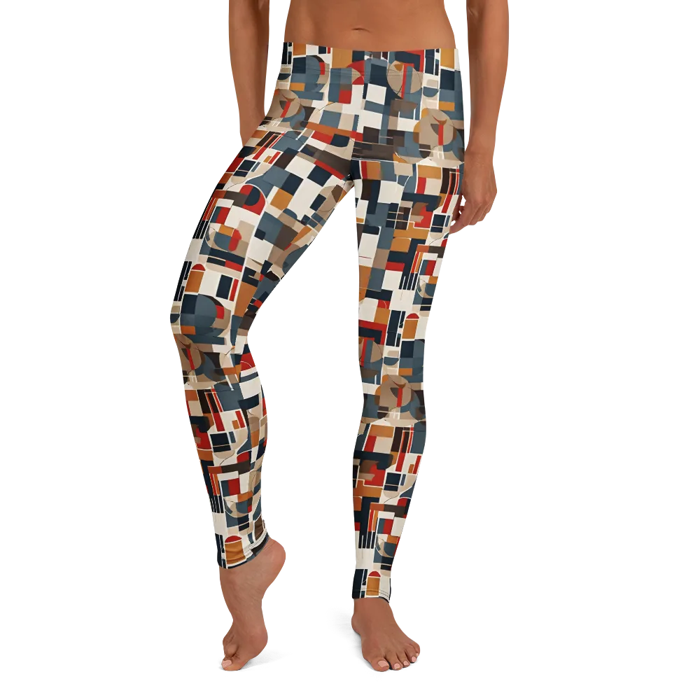 Ochre Grid on Leggings — Front