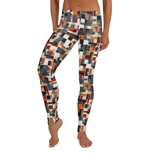 Ochre Grid on a Leggings