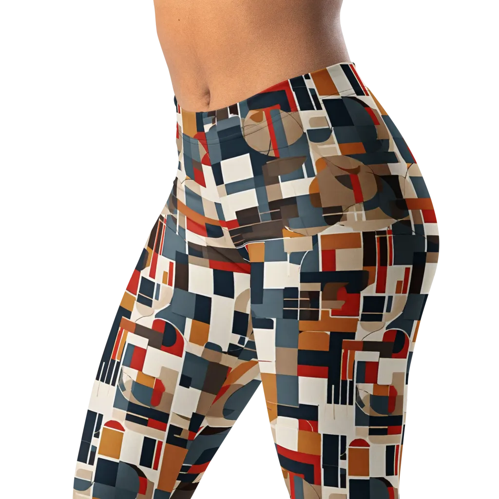 Ochre Grid on Leggings — Left Front