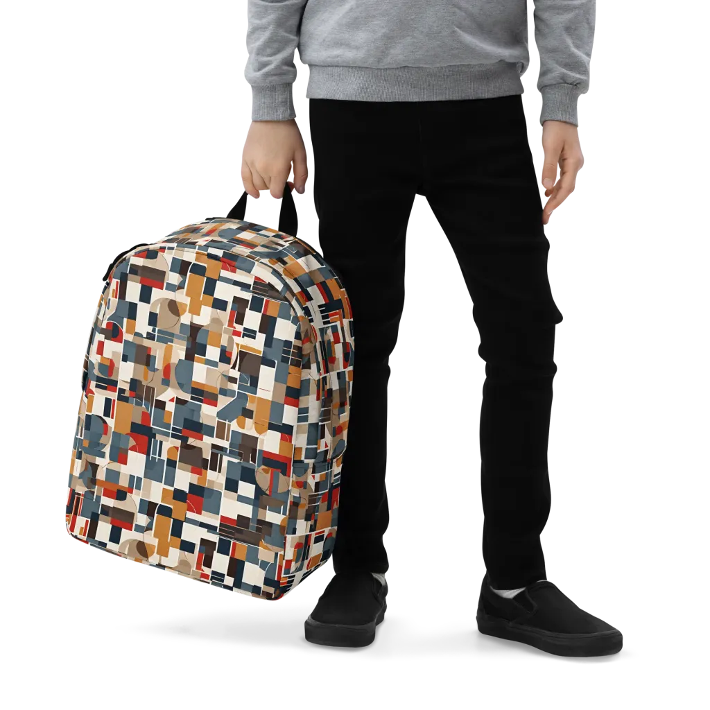 Ochre Grid on Minimalist Backpack — Zoomed-in