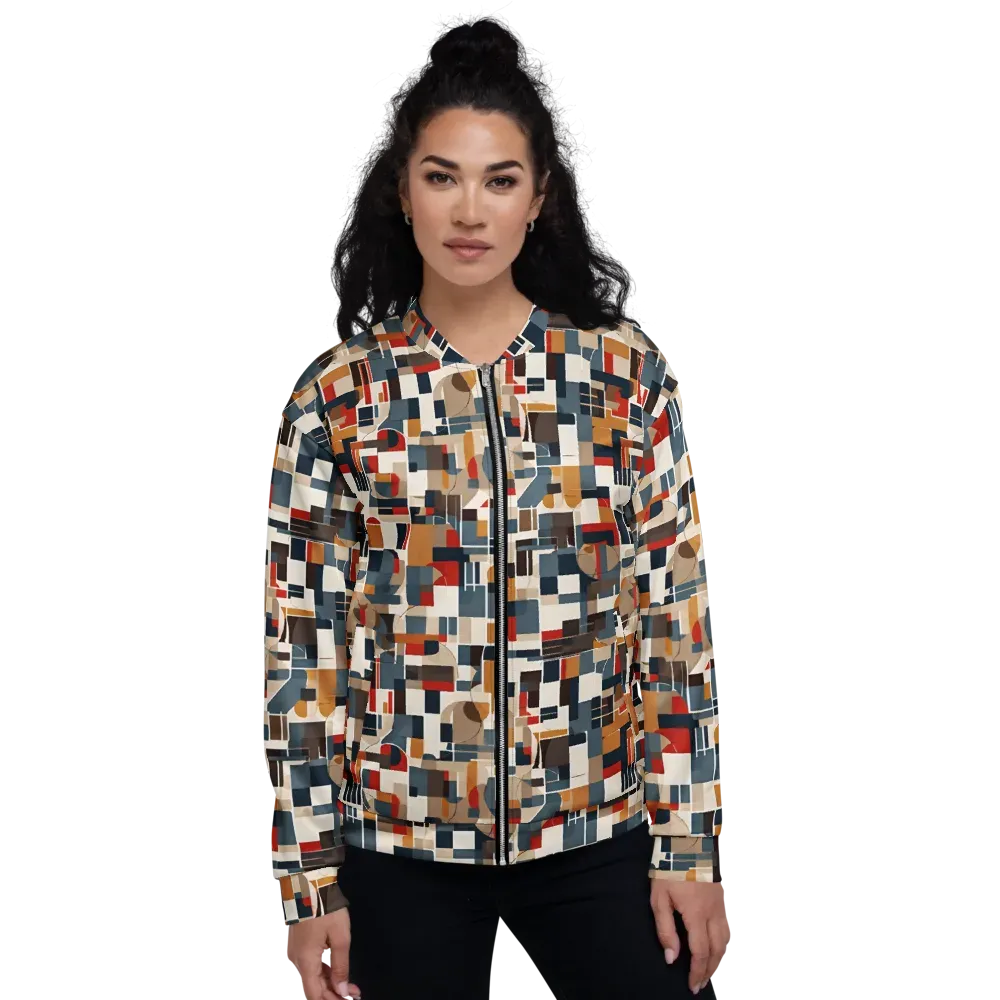 Ochre Grid on Bomber Jacket — Front