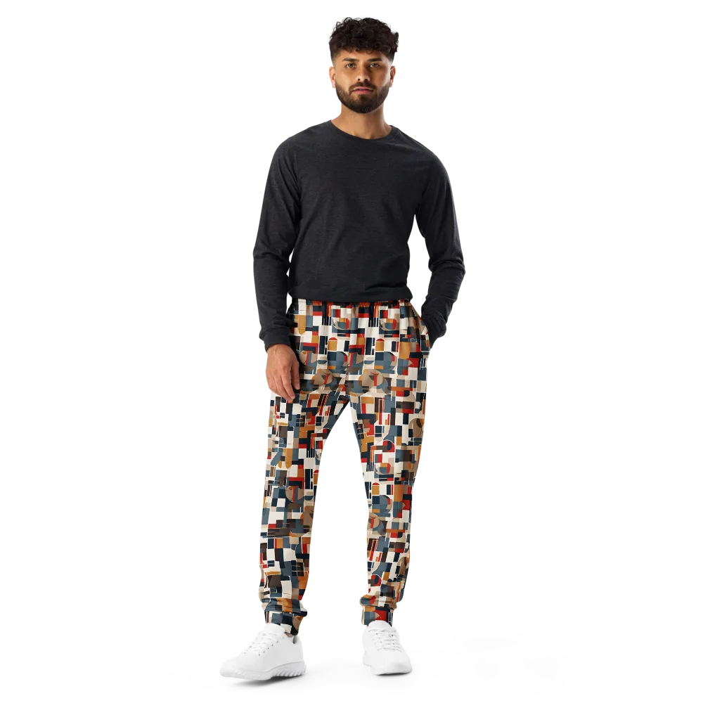 Ochre Grid on Men's Joggers — Front