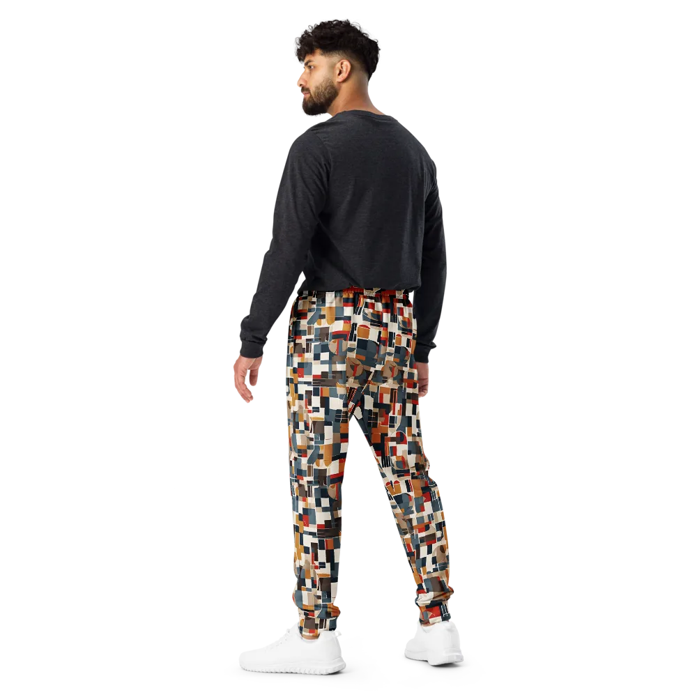 Ochre Grid on Men's Joggers — Back