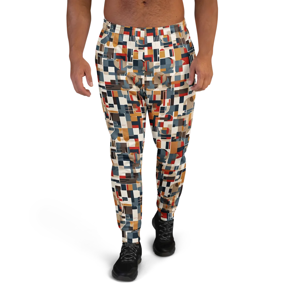 Ochre Grid on Men's Joggers — Front