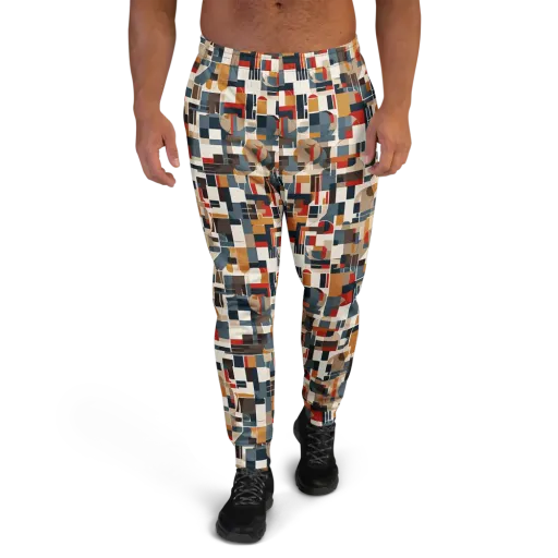 Ochre Grid on a Men's Joggers