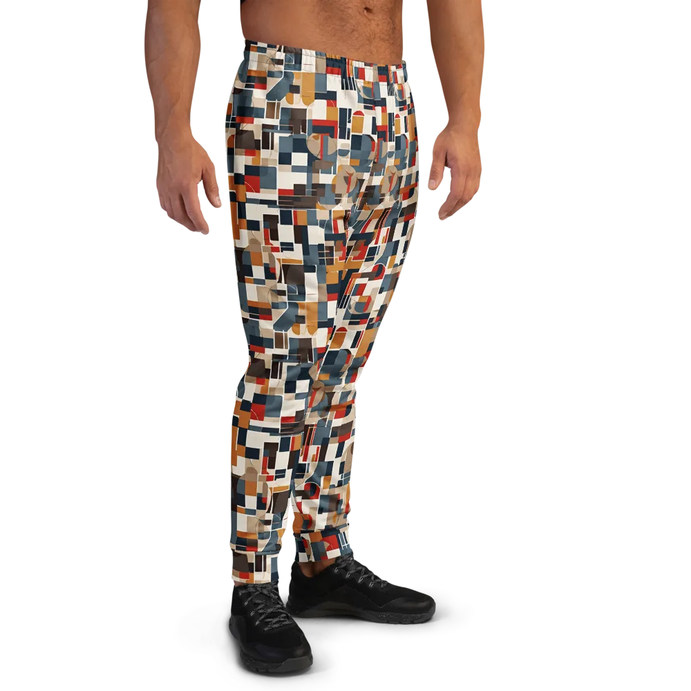 Ochre Grid on Men's Joggers — Right