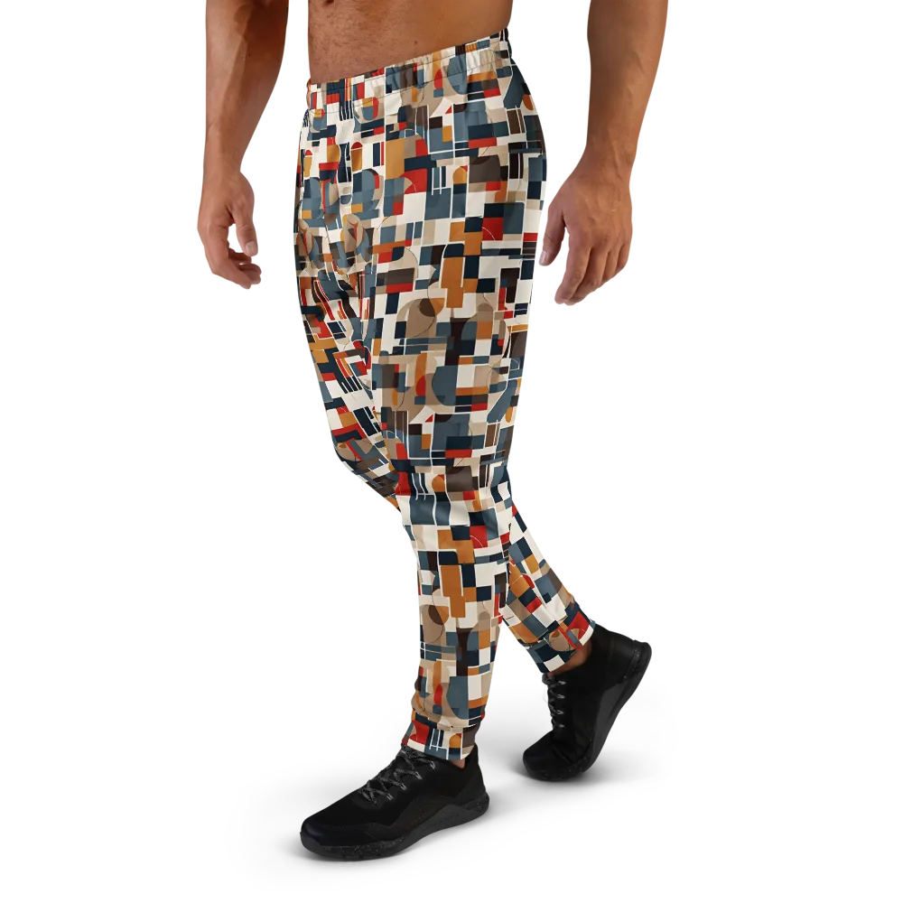 Ochre Grid on Men's Joggers — Left