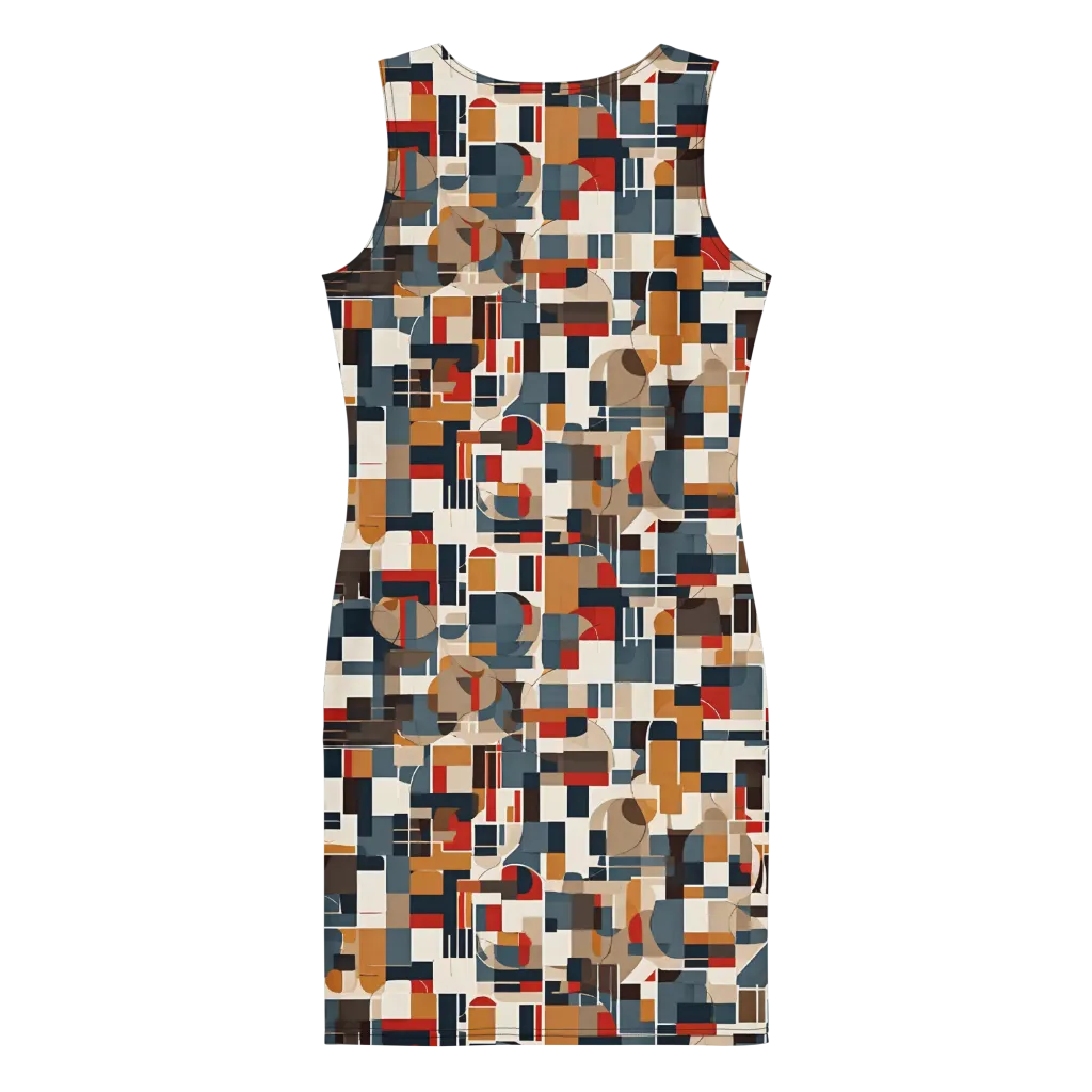 Ochre Grid on Bodycon Dress — Back