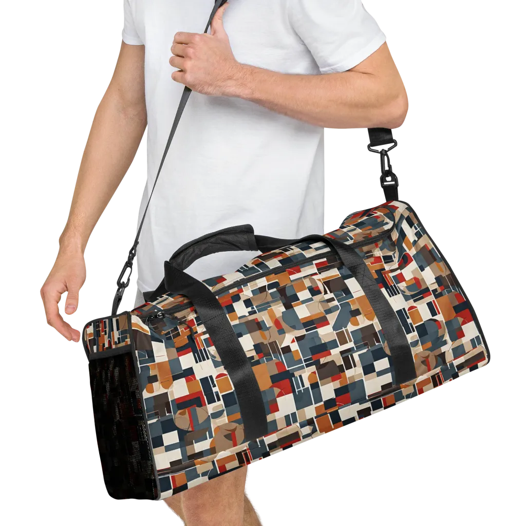 Ochre Grid on Duffle Bag — Right Front