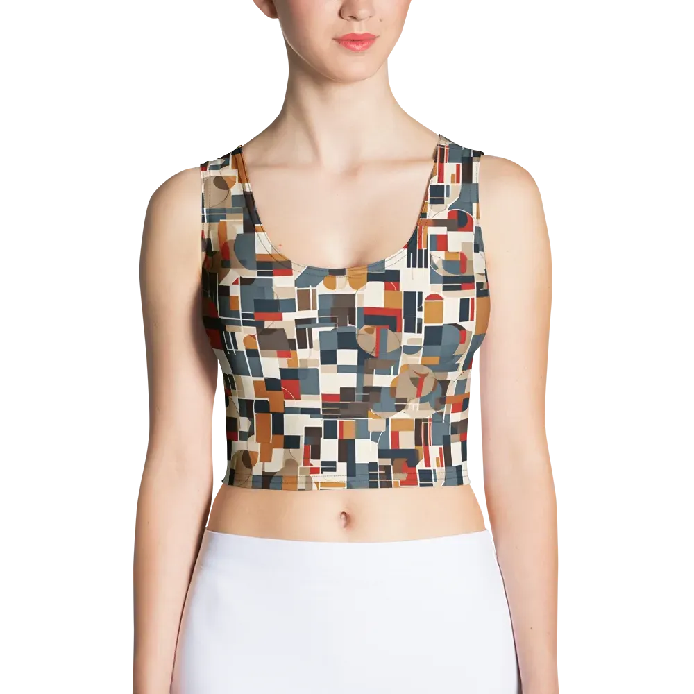 Ochre Grid on Crop Top — Front
