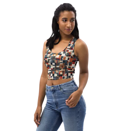 Ochre Grid on a Crop Top