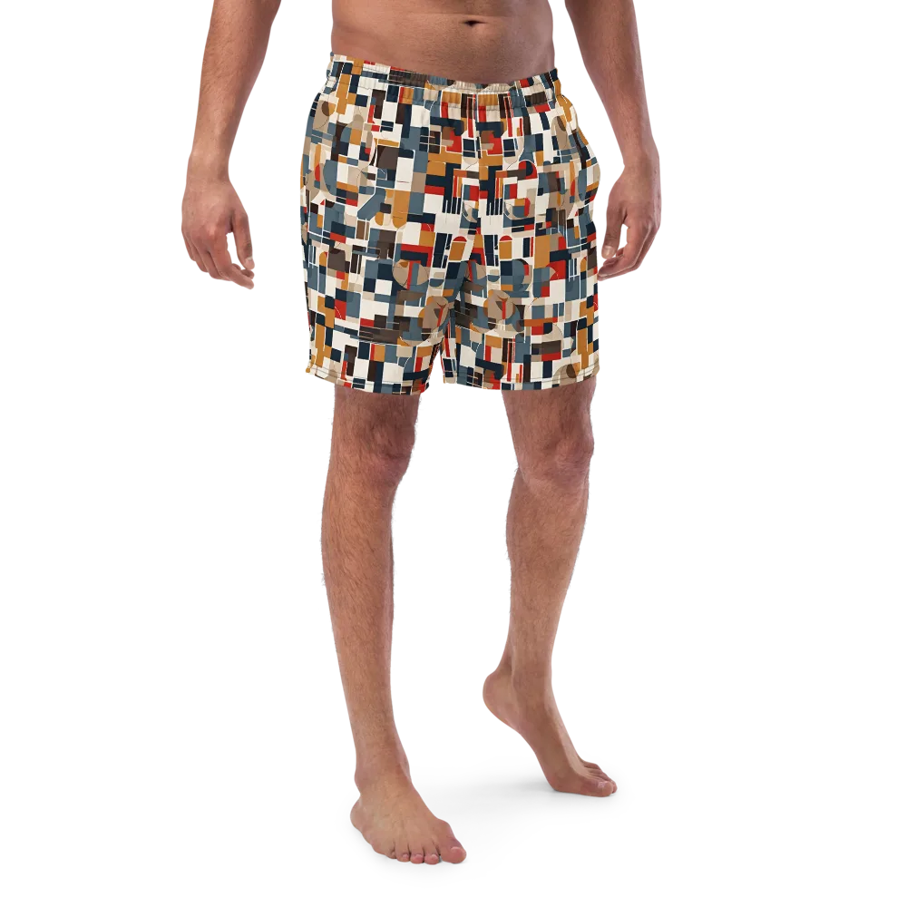 Ochre Grid on Swim Trunks — Front