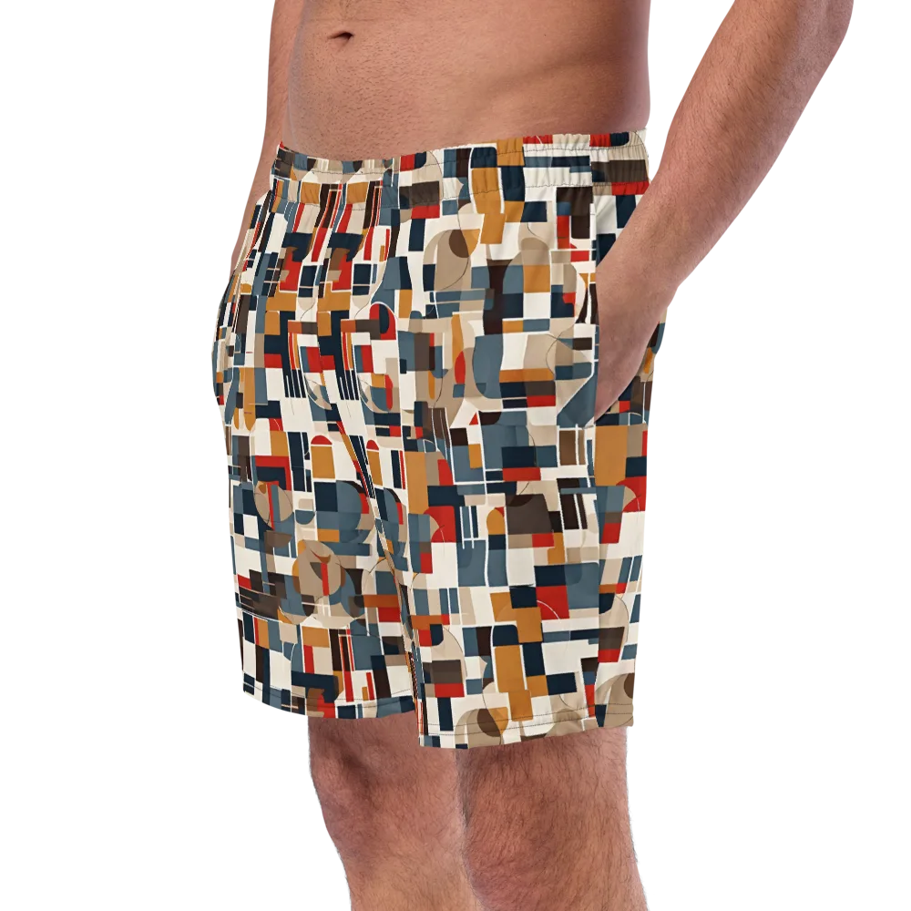Ochre Grid on Swim Trunks — Left Front