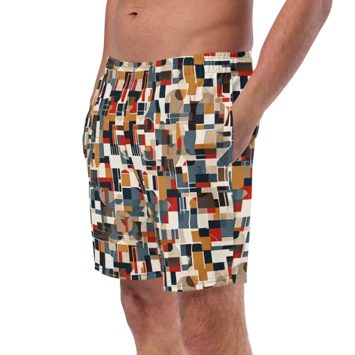 Ochre Grid on a Swim Trunks