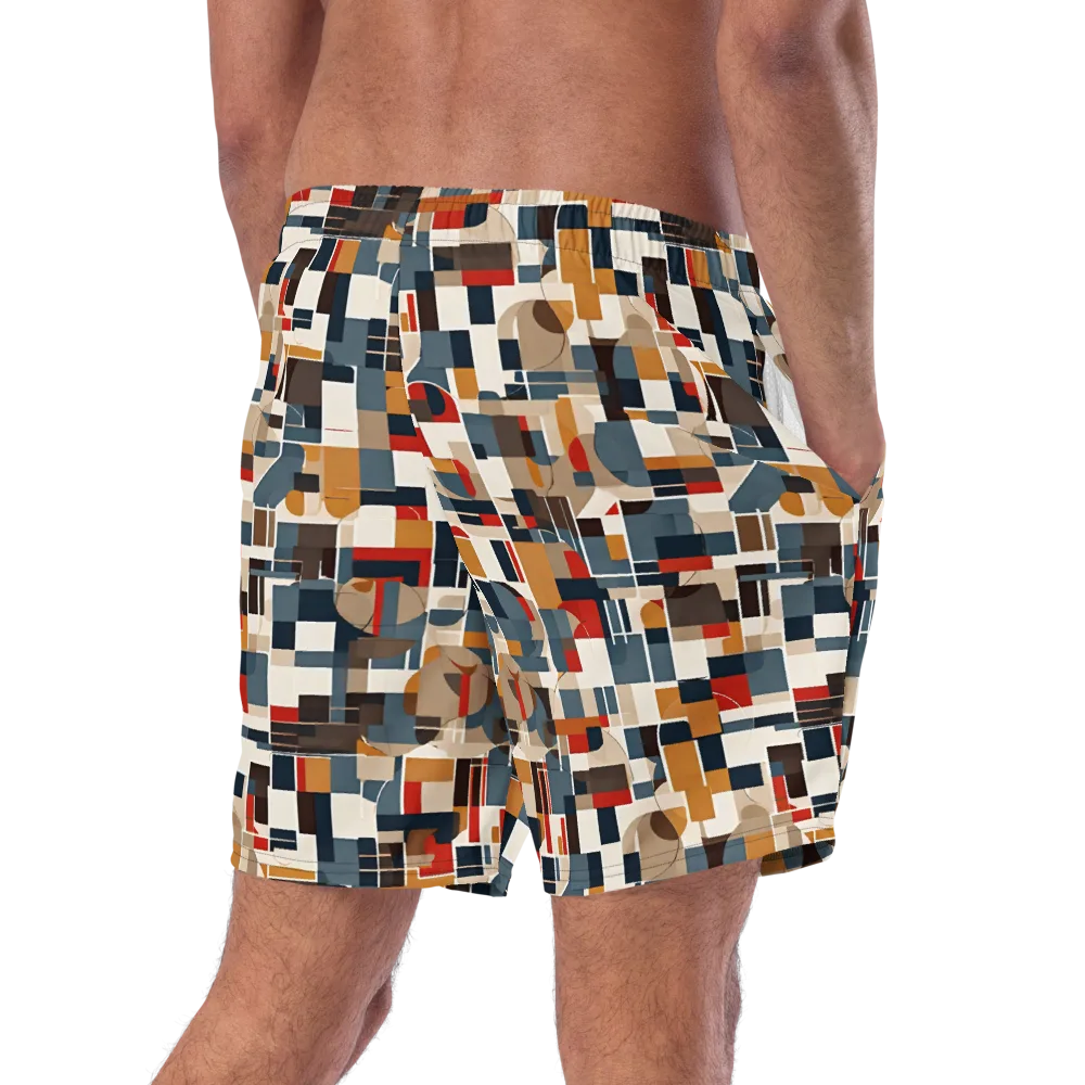 Ochre Grid on Swim Trunks — Right Back