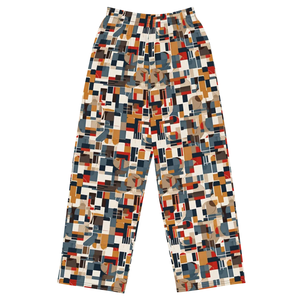 Ochre Grid on Wide-Leg Pants — Front