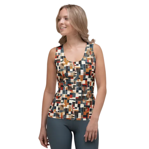 Ochre Grid on a Women's Tank Top