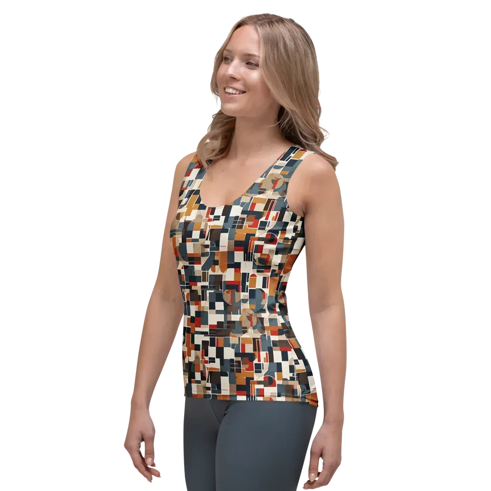 Ochre Grid on Women's Tank Top — Left Front