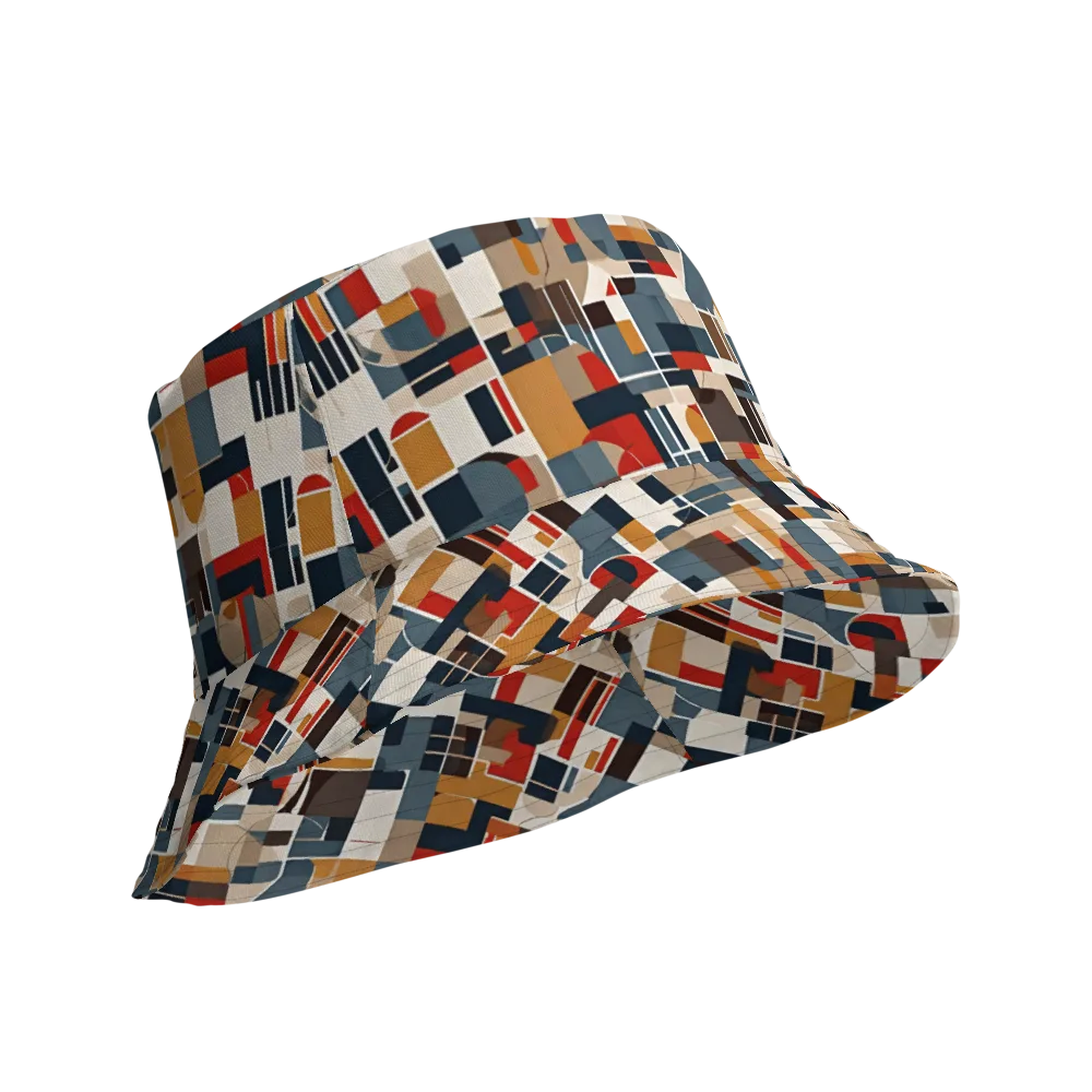 Ochre Grid on Reversible Bucket Hat — Product details Outside
