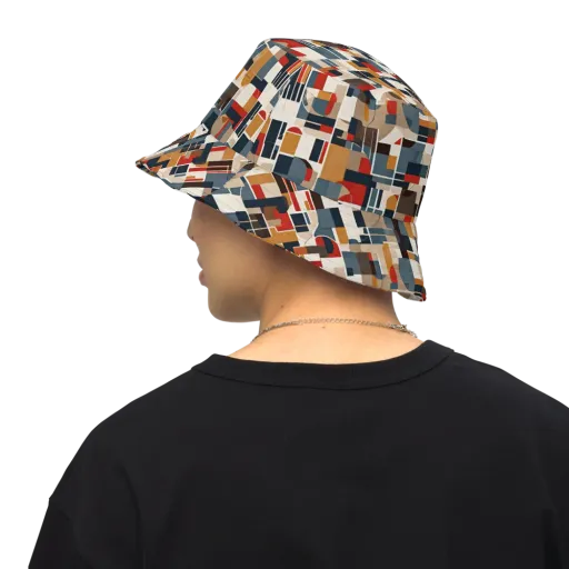 Ochre Grid on a Reversible Bucket Hat