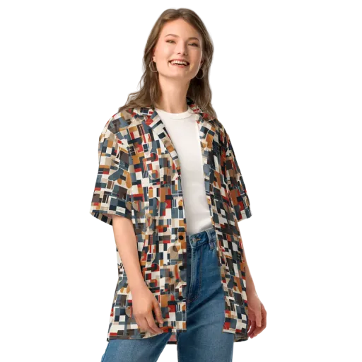 Ochre Grid on a Button Shirt