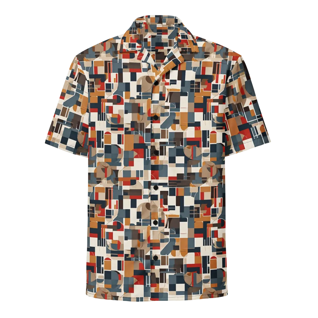 Ochre Grid on Button Shirt — Front