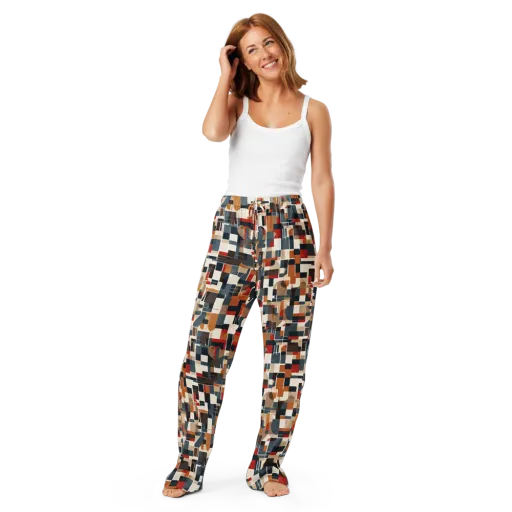 Ochre Grid on a Women's Pajama Pants