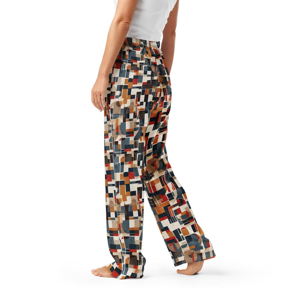 Ochre Grid on Women's Pajama Pants — Left